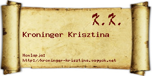 Kroninger Krisztina névjegykártya